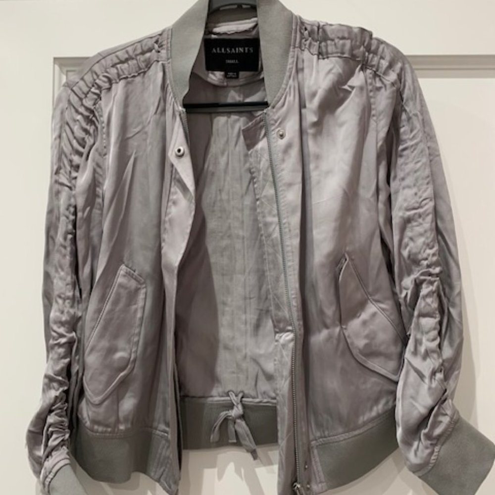 All Saints Silver Bomber Jacket Size Small